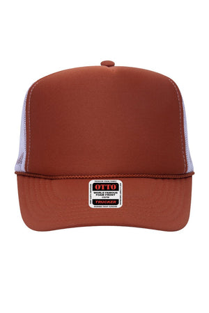 OTTO Texas Orange and White Foam Front High Crown Back Split Color Trucker Hat - Wholesale Accessory Market