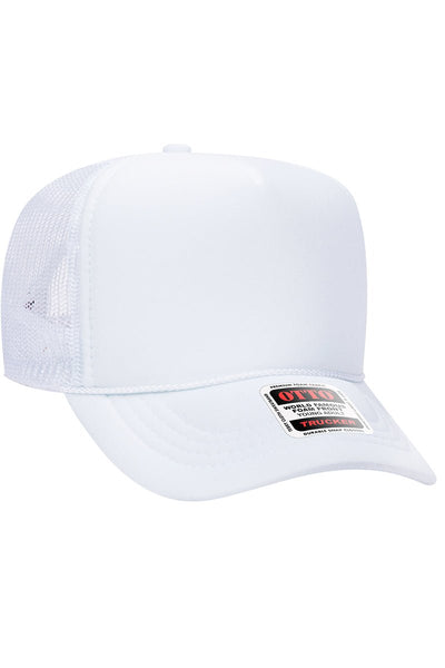 NWT White Custom OTTO White Trucker Hat with Red And Black Feather Crown OTTO CAP trucker hats with your logo | Anthem Branding main image 4