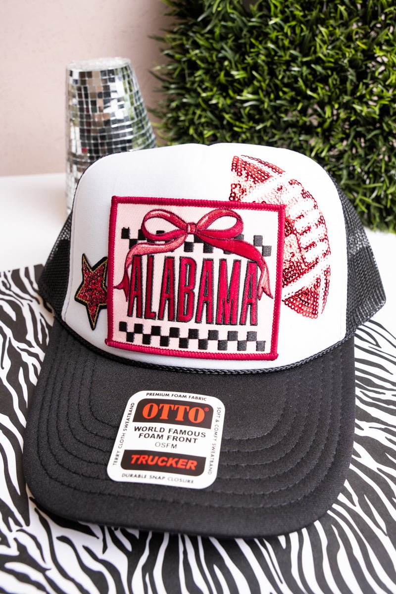 Bow Alabama Check Otto Black and White Trucker Hat - Wholesale Accessory Market