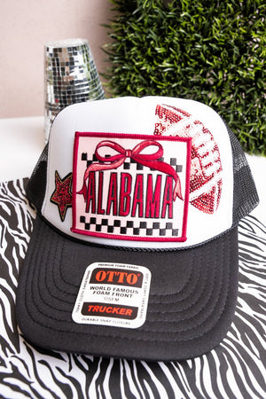 Bow Alabama Check Otto Black and White Trucker Hat - Wholesale Accessory Market