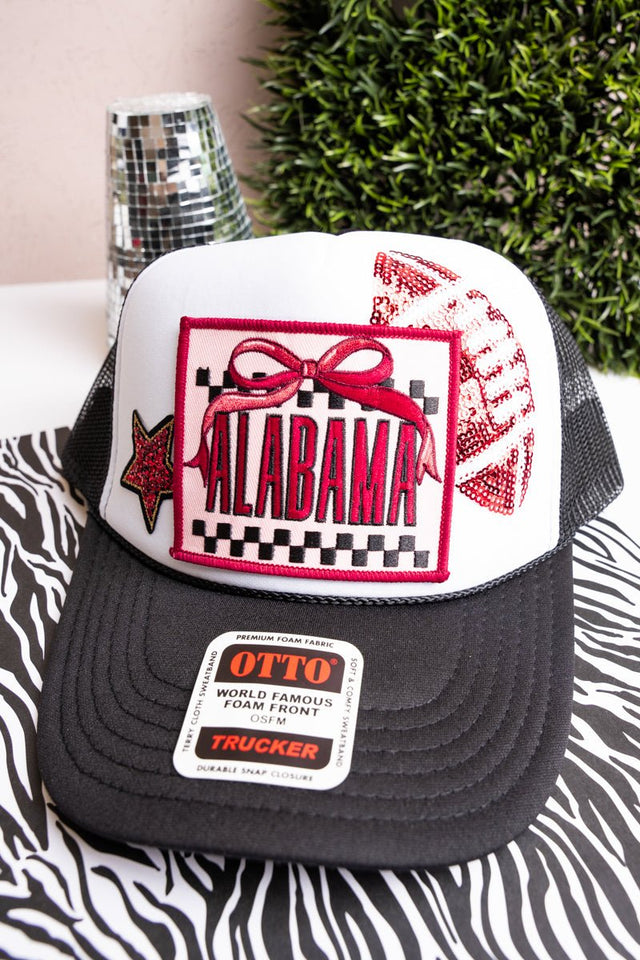 Bow Alabama Check Otto Black and White Trucker Hat - Wholesale Accessory Market