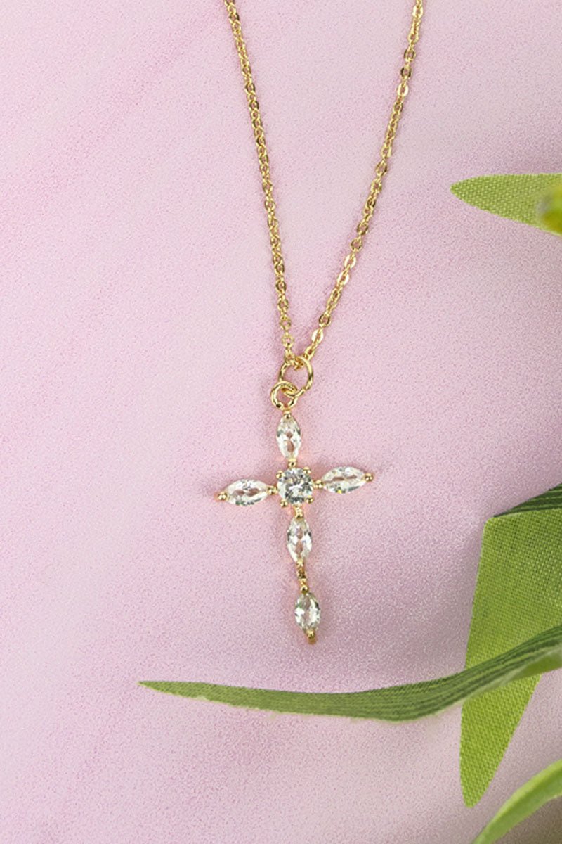 Crystal Avenue Cubic Zirconia Goldtone Katia Cross Necklace - Wholesale Accessory Market