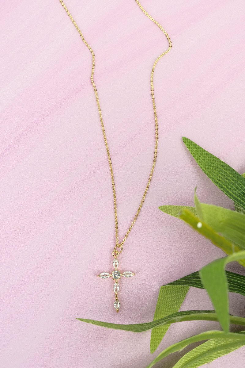 Crystal Avenue Cubic Zirconia Goldtone Katia Cross Necklace - Wholesale Accessory Market