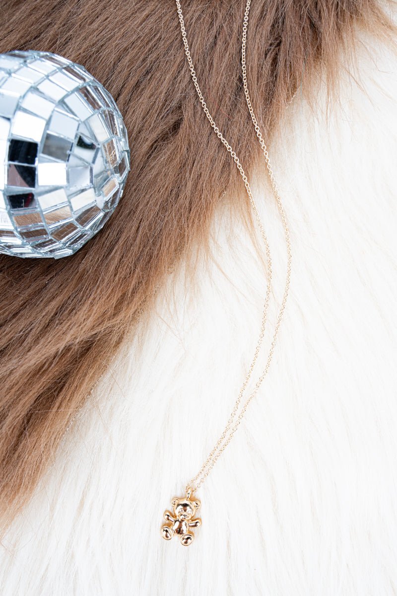 Crystal Avenue Beary Sweet Goldtone Necklace - Wholesale Accessory Market