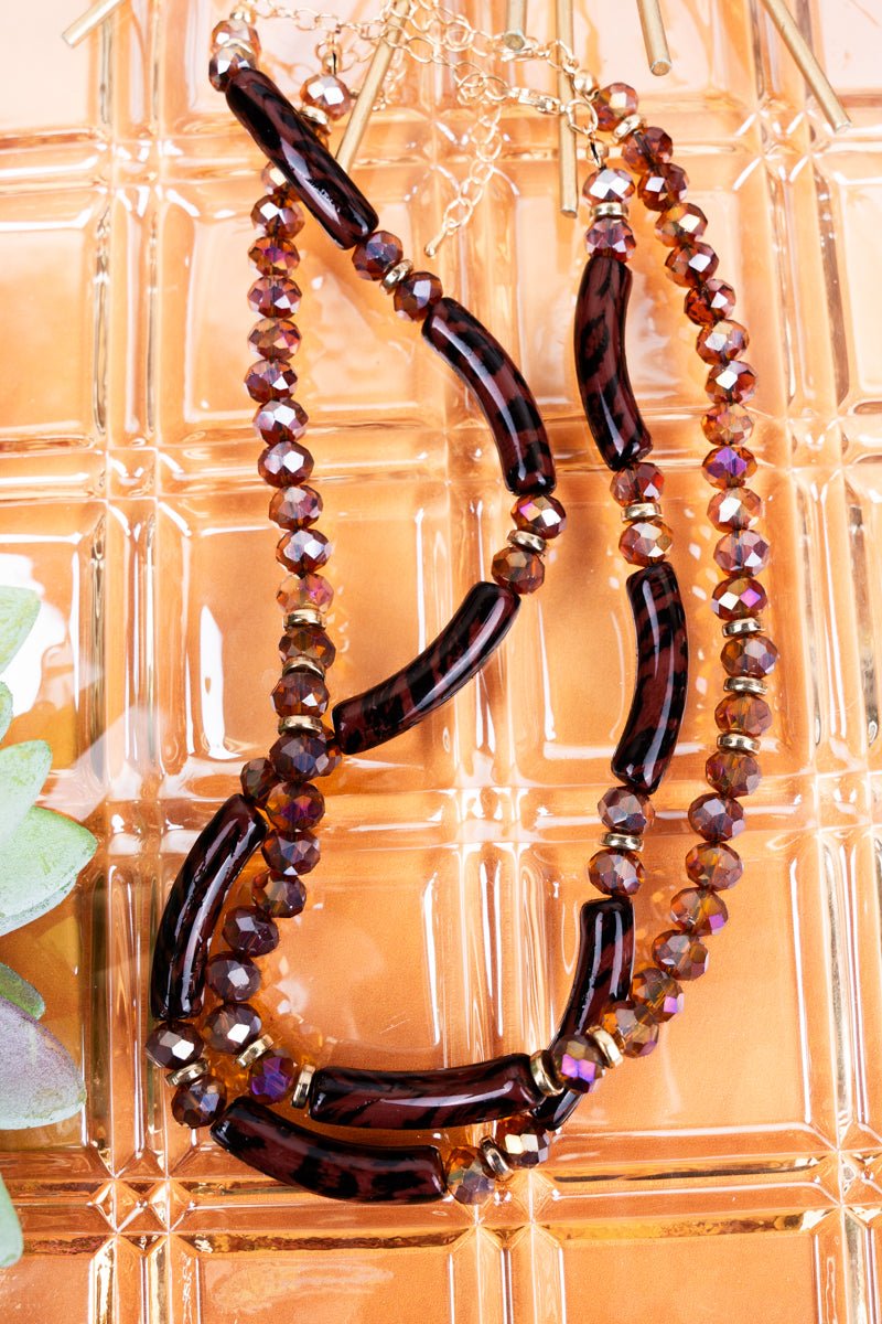 Crystal Avenue Lovely Day Black Beaded Double Necklace Set - Wholesale Accessory Market