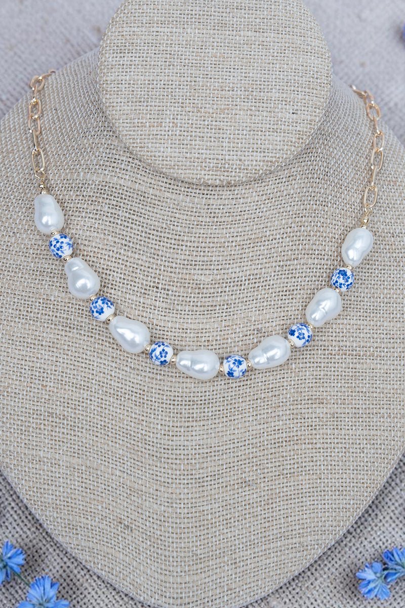Crystal Avenue Blue Sunday Bloom Goldtone Necklace - Wholesale Accessory Market