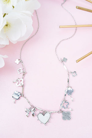 Crystal Avenue White Florence Piazza Silvertone Charm Necklace - Wholesale Accessory Market