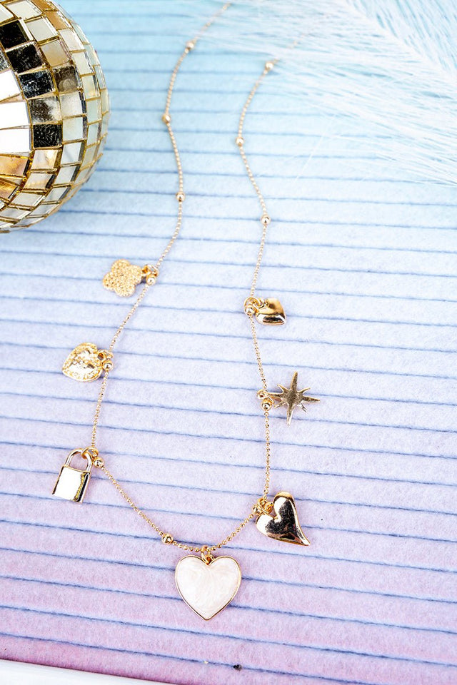 Crystal Avenue White Paris Stroll Goldtone Charm Necklace - Wholesale Accessory Market