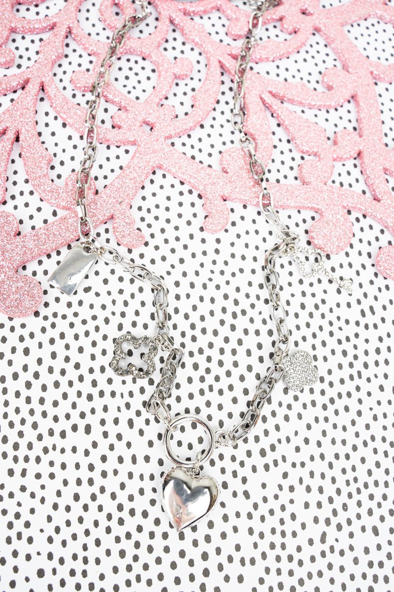 Crystal Avenue Key To My Heart Silvertone Charm Necklace - Wholesale Accessory Market