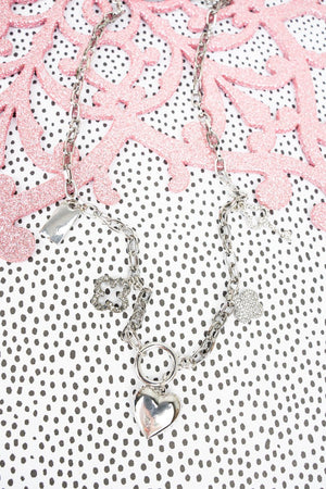 Crystal Avenue Key To My Heart Silvertone Charm Necklace - Wholesale Accessory Market