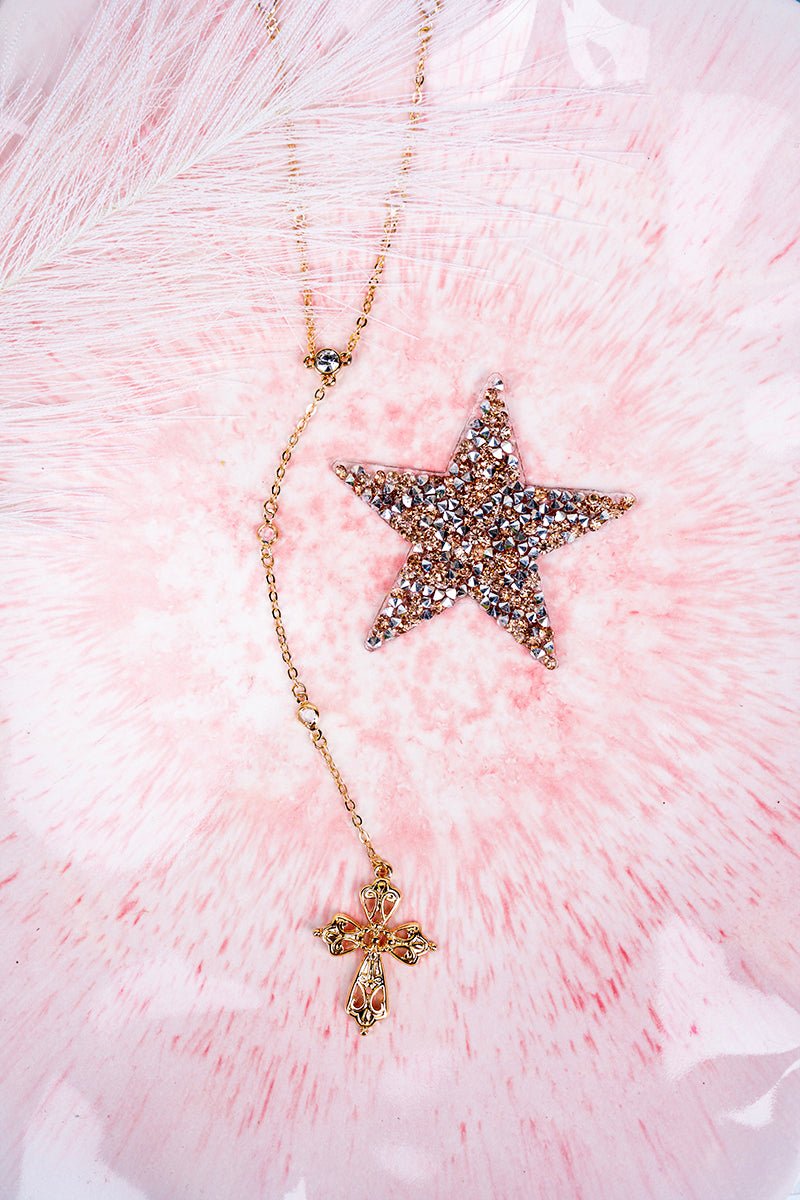 Crystal Avenue Believe In Me Goldtone Cross Y Necklace - Wholesale Accessory Market