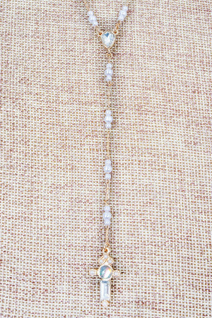 Crystal Avenue Steadfast Goldtone Cross Y Necklace - Wholesale Accessory Market