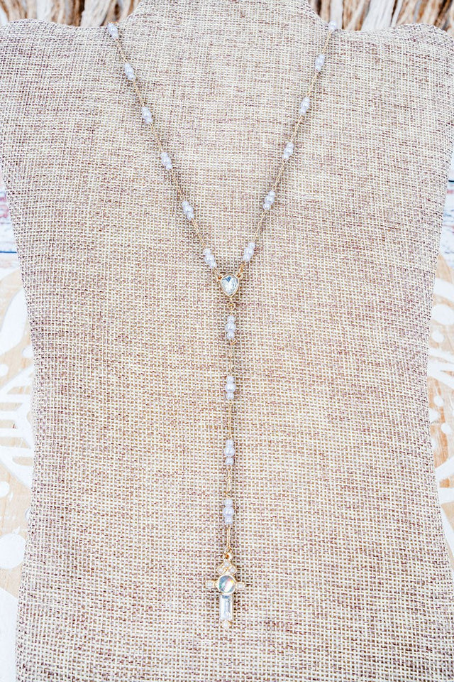 Crystal Avenue Steadfast Goldtone Cross Y Necklace - Wholesale Accessory Market