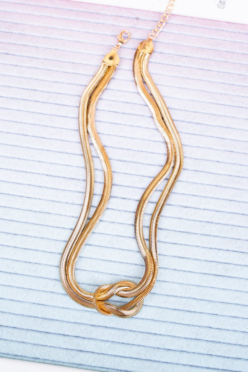 Crystal Avenue Ready Or Knot Goldtone Snake Chain Necklace - Wholesale Accessory Market
