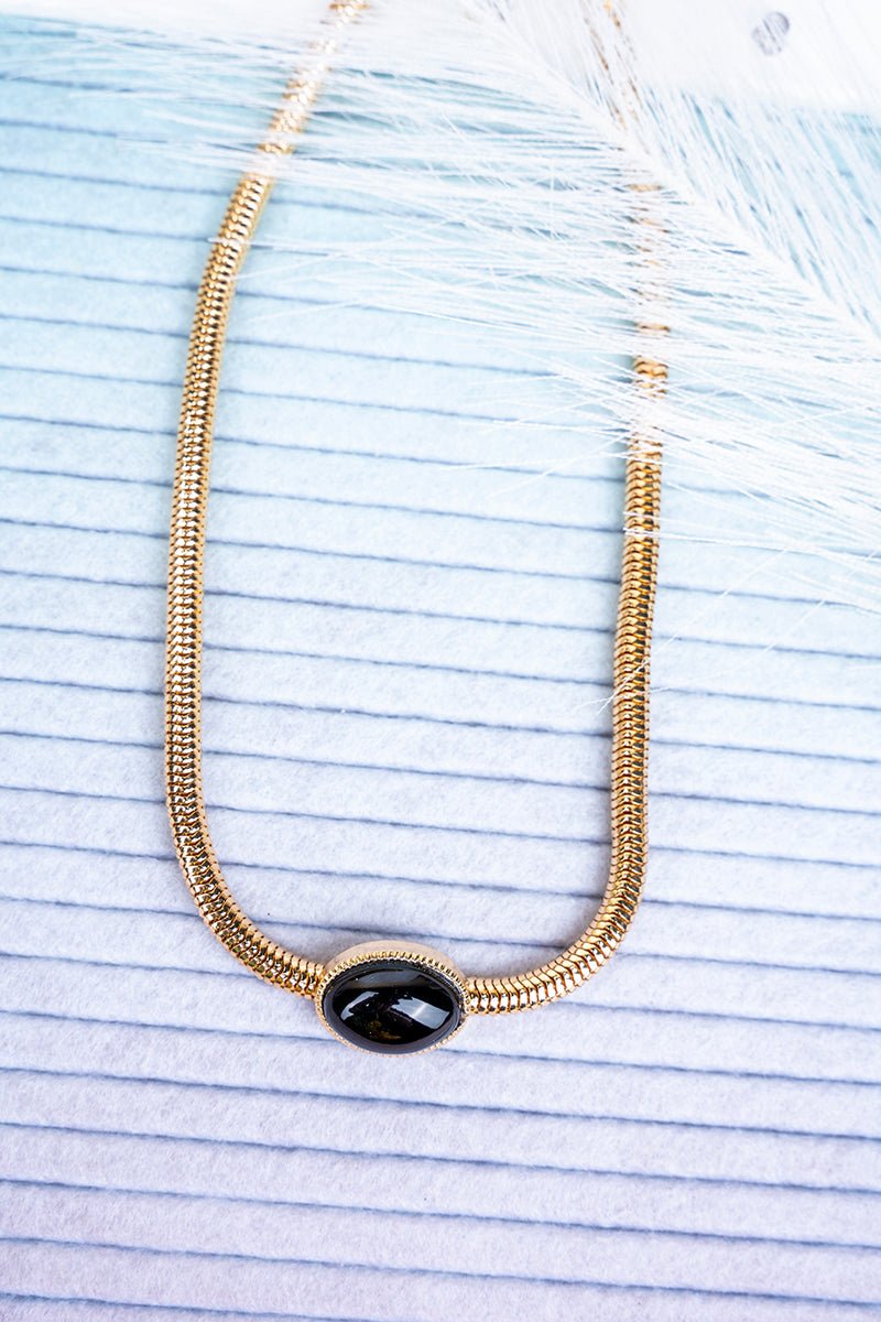 Crystal Avenue Showstopper Black Pearl Goldtone Omega Chain Necklace - Wholesale Accessory Market