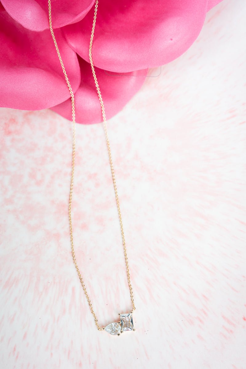 Crystal Avenue Cubic Zirconia You & Me Goldtone Necklace - Wholesale Accessory Market