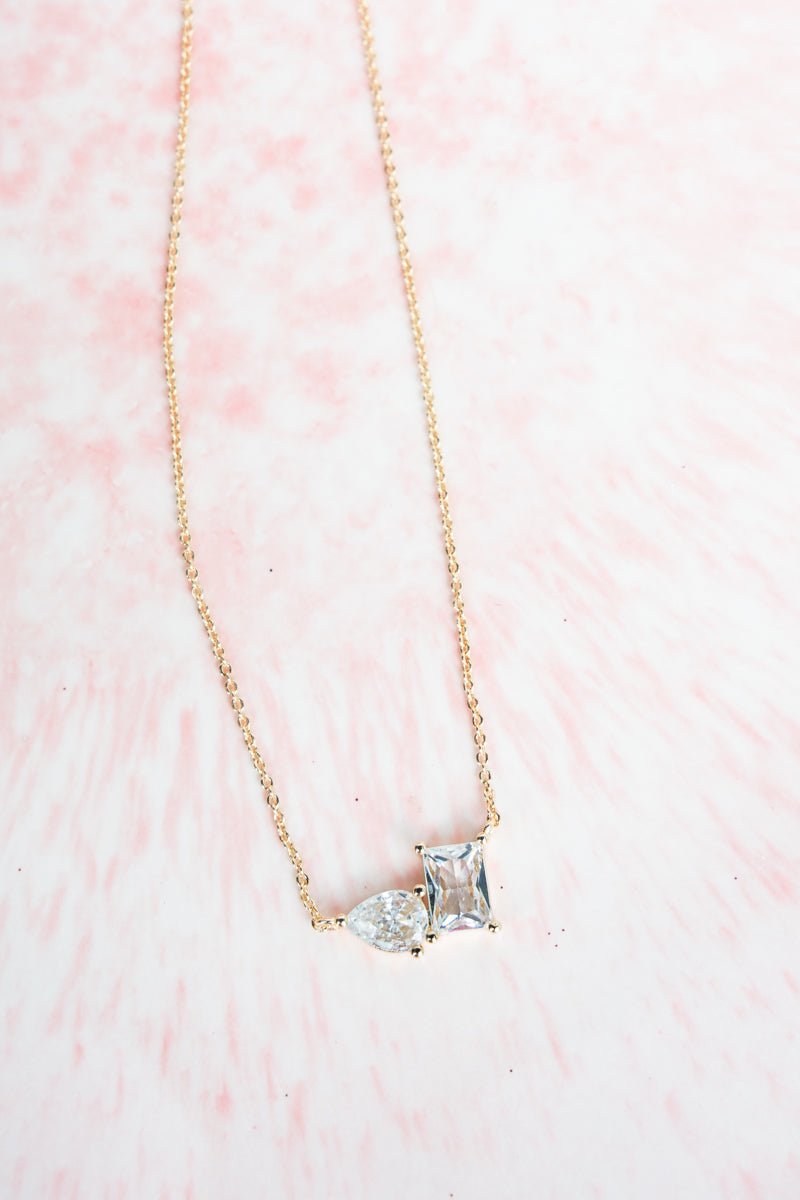Crystal Avenue Cubic Zirconia You & Me Goldtone Necklace - Wholesale Accessory Market