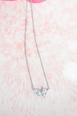 Crystal Avenue Cubic Zirconia You & Me Silvertone Necklace - Wholesale Accessory Market