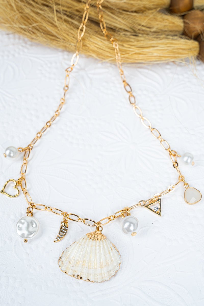 Crystal Avenue Beachcombing Goldtone Charm Necklace - Wholesale Accessory Market