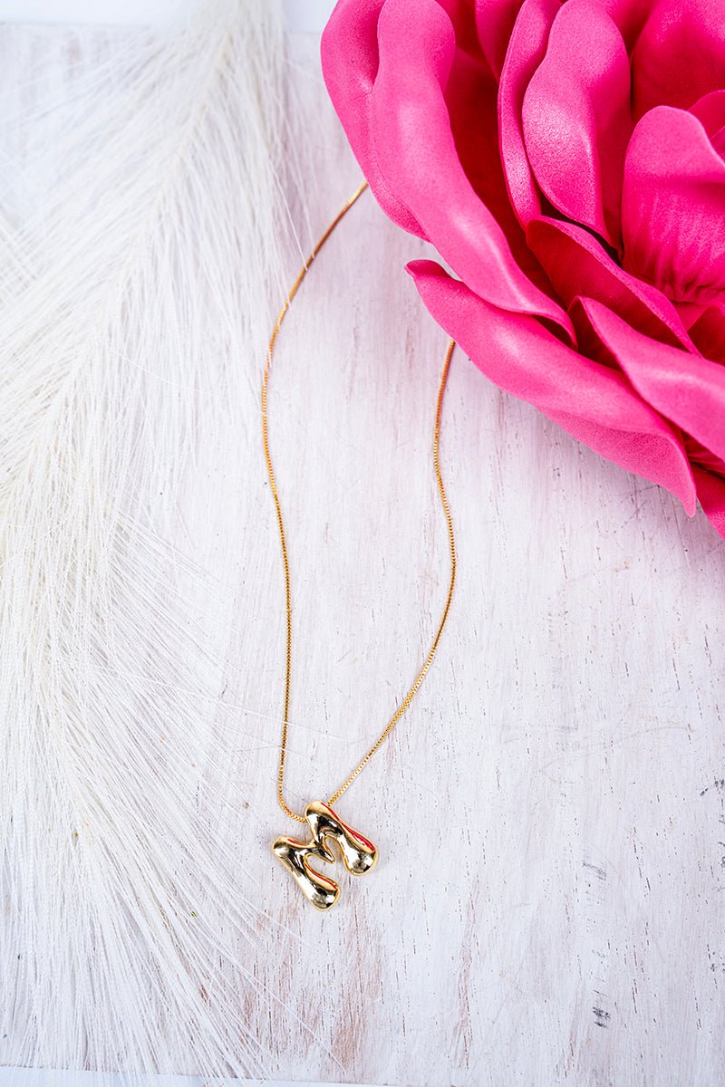 Crystal Avenue Goldtone Bubble Initial 'M' Necklace - Wholesale Accessory Market