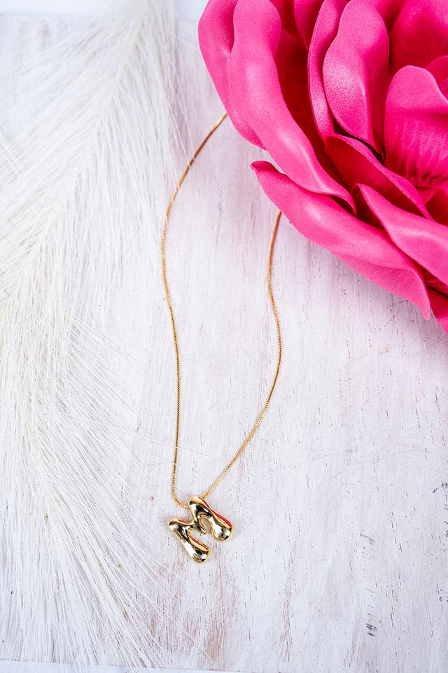 Crystal Avenue Goldtone Bubble Initial 'M' Necklace - Wholesale Accessory Market