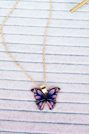 Crystal Avenue Purple Butterfly Beauty Goldtone Necklace - Wholesale Accessory Market