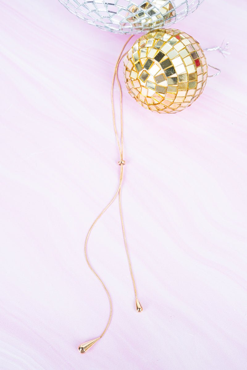 Crystal Avenue Goldtone Teardrop Slider Necklace - Wholesale Accessory Market
