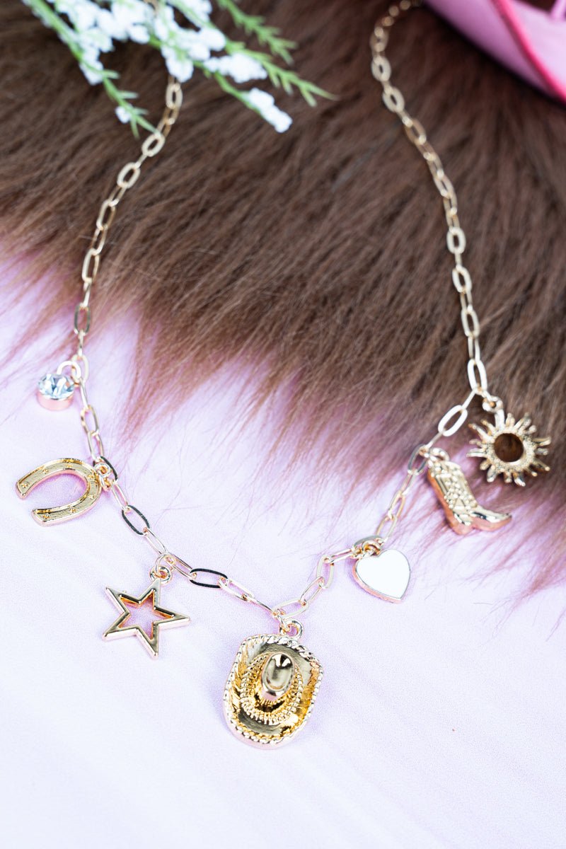 Crystal Avenue Way Out West Goldtone Charm Necklace - Wholesale Accessory Market