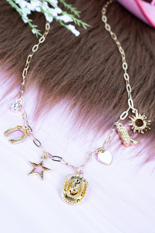 Crystal Avenue Way Out West Goldtone Charm Necklace - Wholesale Accessory Market