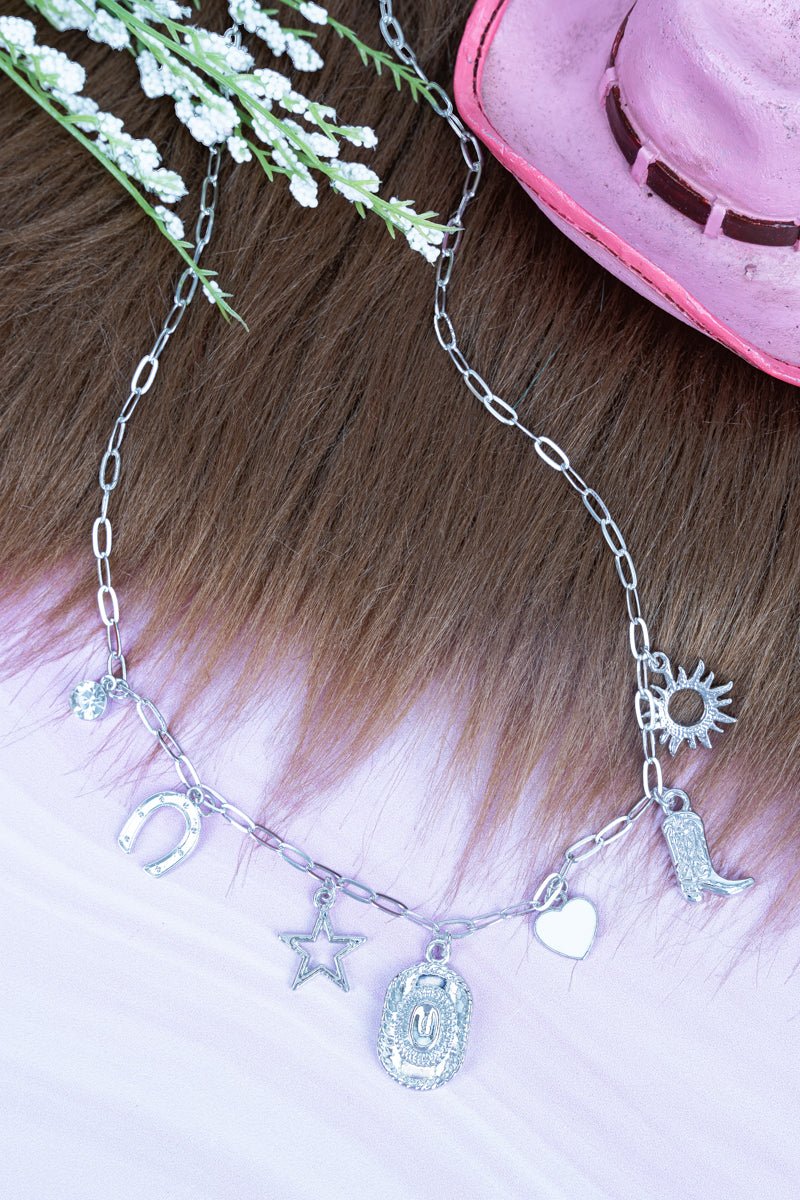 Crystal Avenue Way Out West Silvertone Charm Necklace - Wholesale Accessory Market