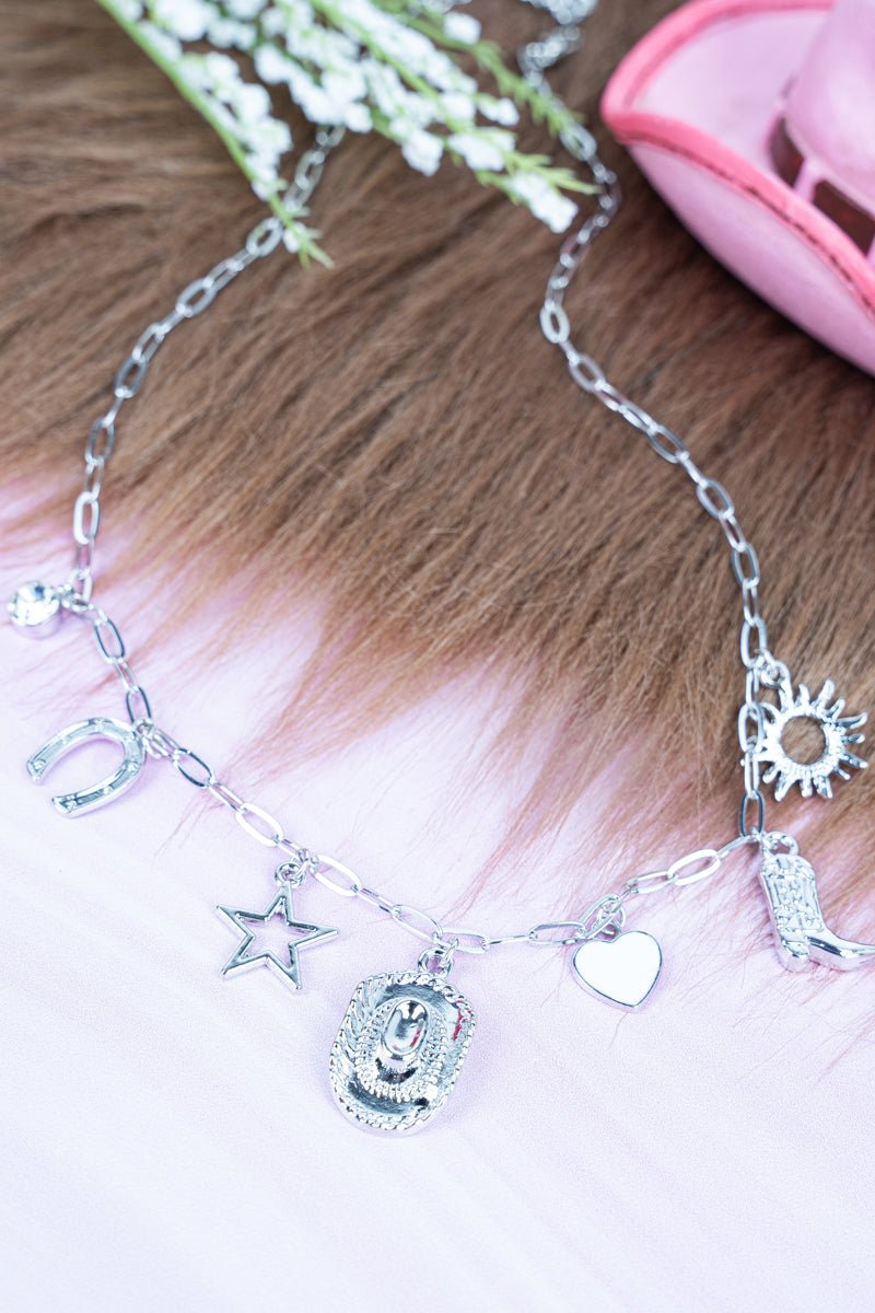 Crystal Avenue Way Out West Silvertone Charm Necklace - Wholesale Accessory Market