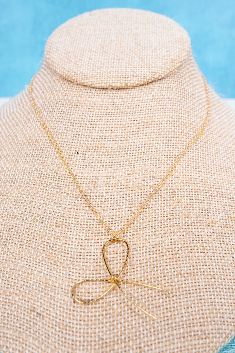 Crystal Avenue Goldtone Knot Your Average Bow Necklace - Wholesale Accessory Market