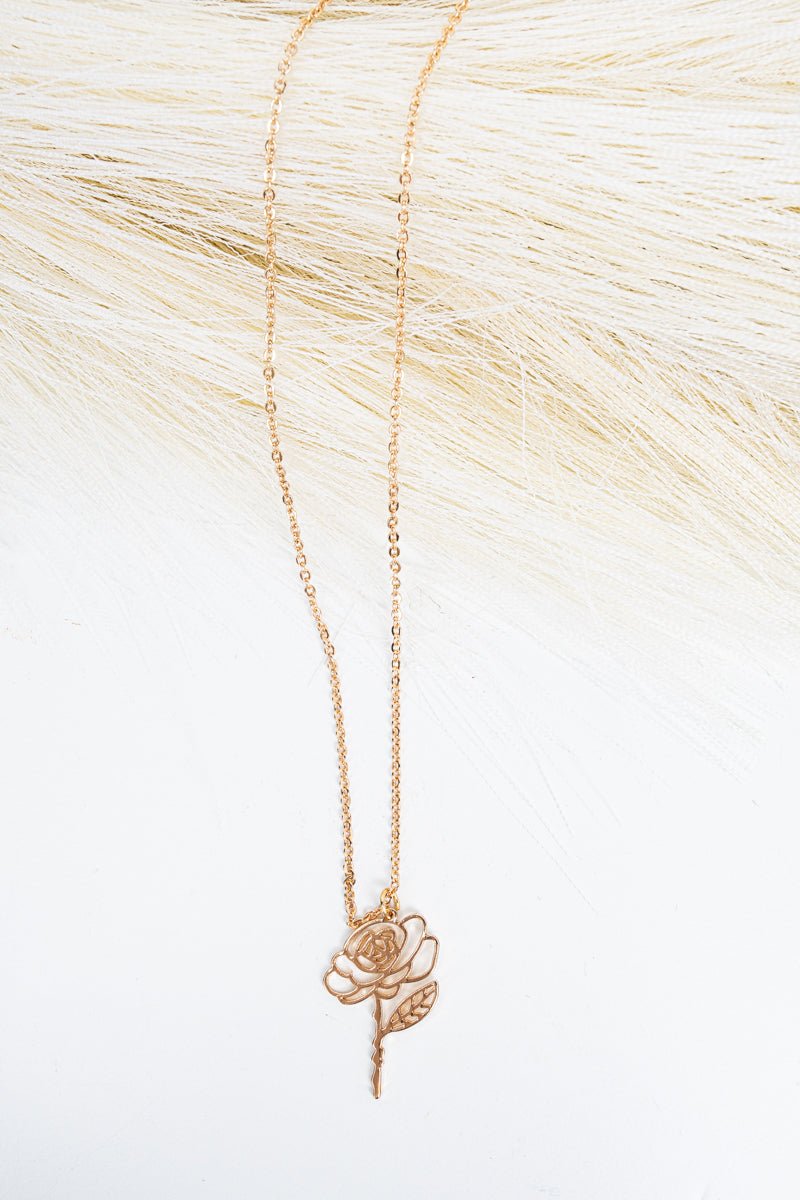 Crystal Avenue Goldtone Rose Reverie Necklace - Wholesale Accessory Market