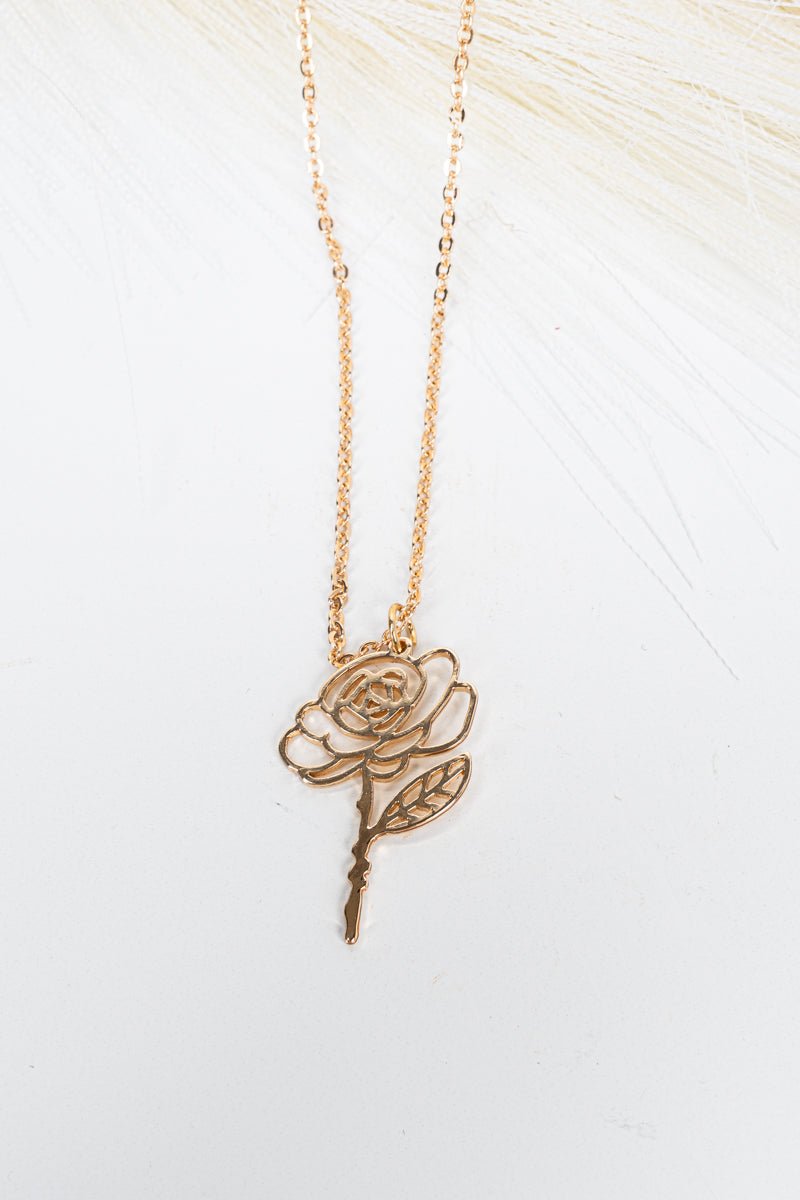 Crystal Avenue Goldtone Rose Reverie Necklace - Wholesale Accessory Market