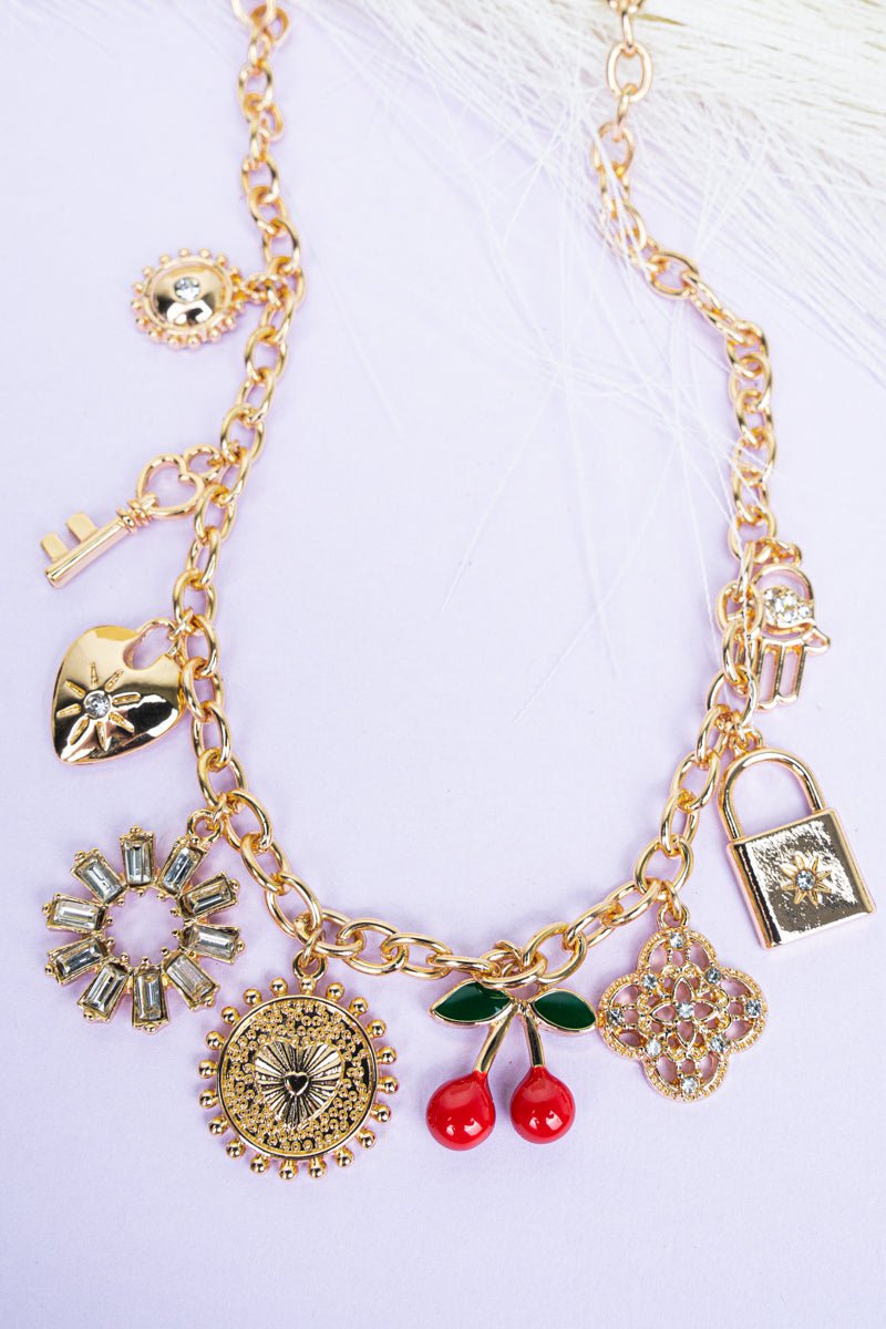 Crystal Avenue Chic Moments Goldtone Charm Necklace - Wholesale Accessory Market