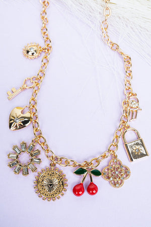Crystal Avenue Chic Moments Goldtone Charm Necklace - Wholesale Accessory Market