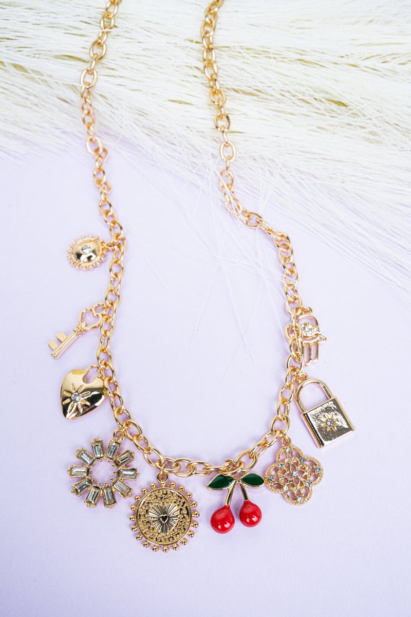 Crystal Avenue Chic Moments Goldtone Charm Necklace - Wholesale Accessory Market