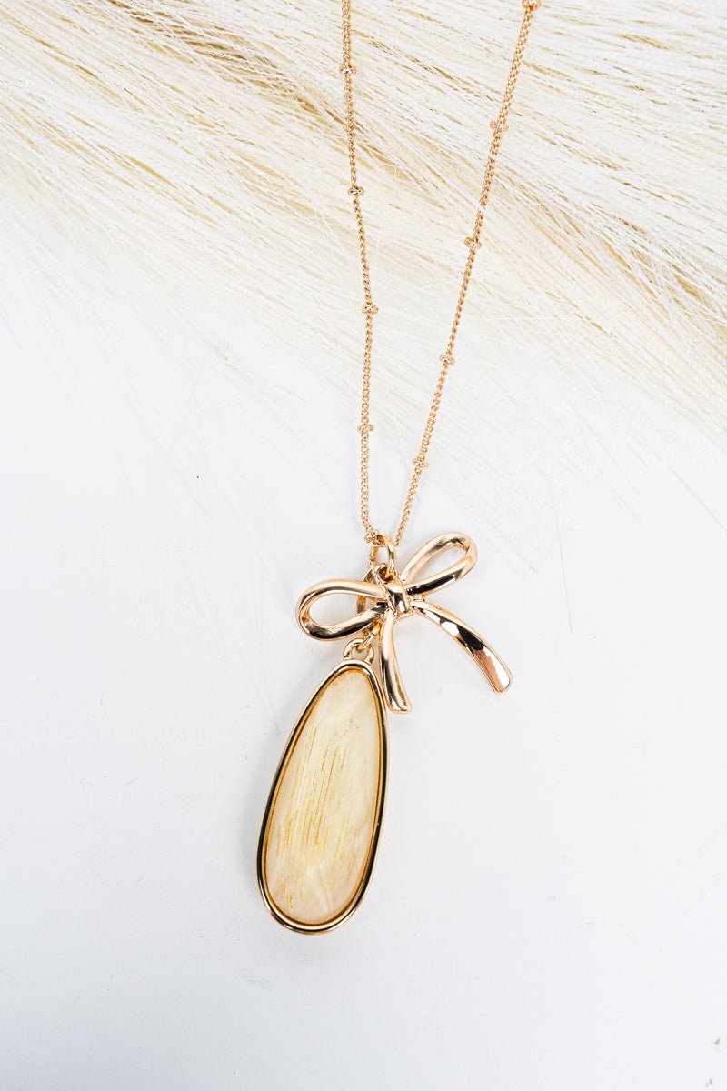 Crystal Avenue All Access Beige Teardrop Goldtone Necklace - Wholesale Accessory Market