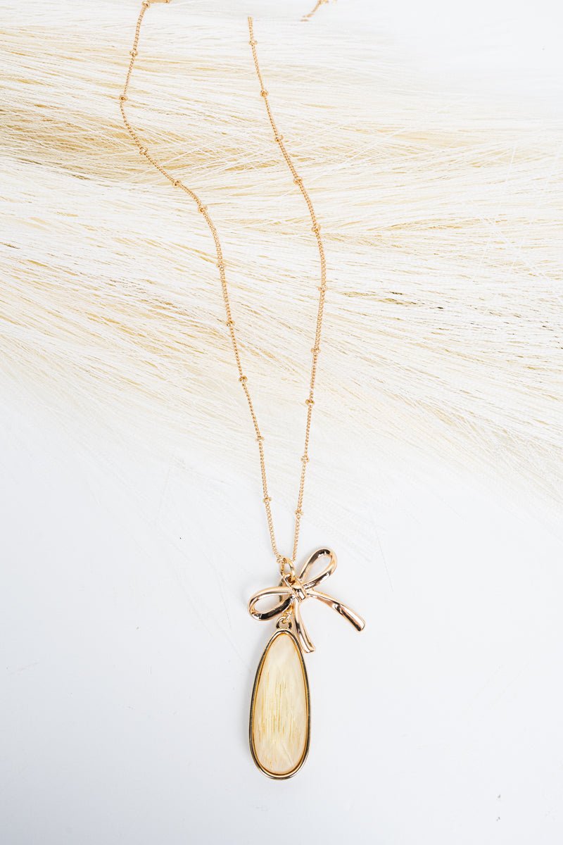 Crystal Avenue All Access Beige Teardrop Goldtone Necklace - Wholesale Accessory Market
