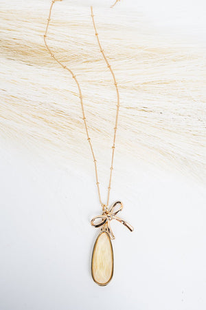Crystal Avenue All Access Beige Teardrop Goldtone Necklace - Wholesale Accessory Market
