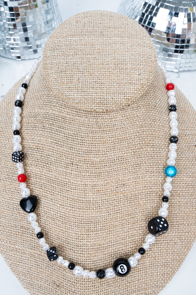 Crystal Avenue High Gloss Gamble Black and White Pearl Necklace - Wholesale Accessory Market