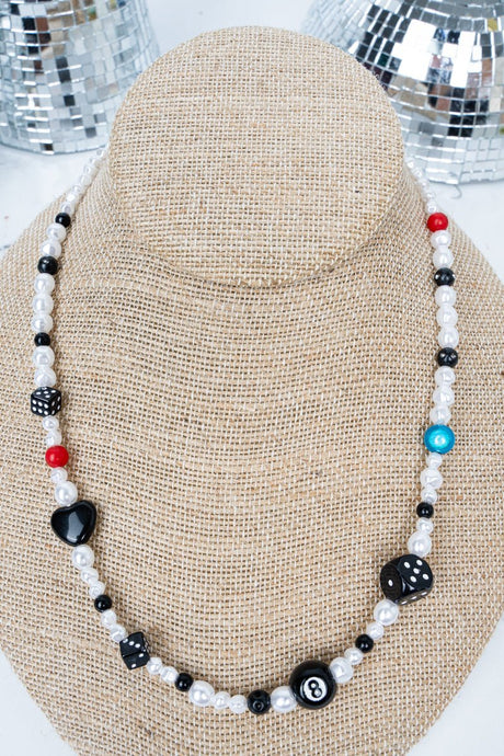 Crystal Avenue High Gloss Gamble Black and White Pearl Necklace - Wholesale Accessory Market