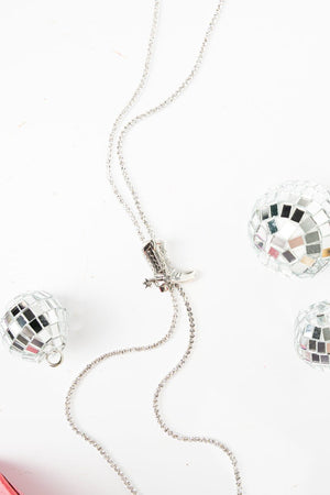 Crystal Avenue Lariat Luxe Silvertone Cowgirl Boot Slider Necklace - Wholesale Accessory Market