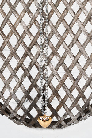 Crystal Avenue Heart Mode Silver Shadow Beaded Long Necklace - Wholesale Accessory Market