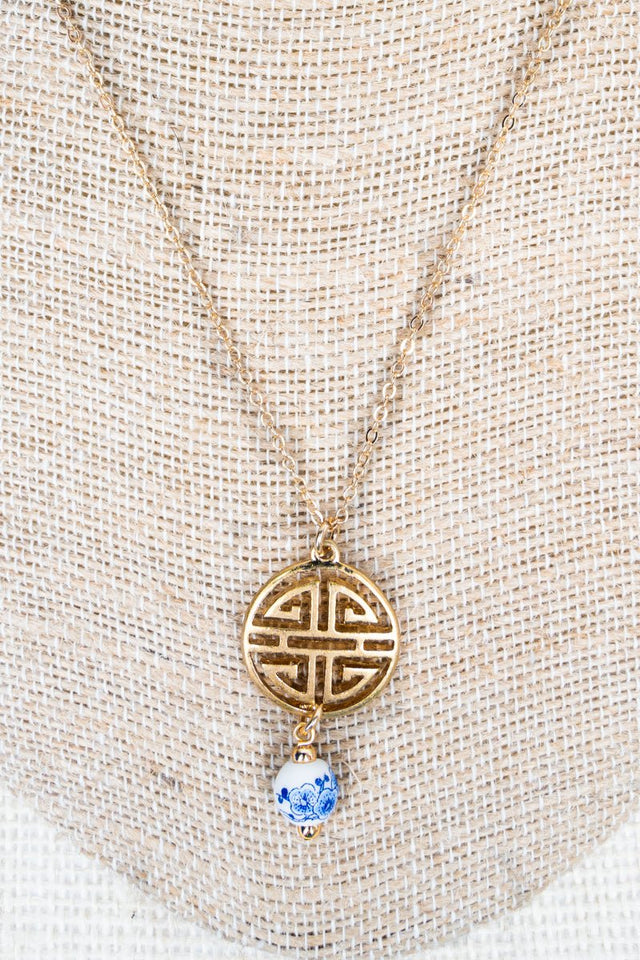 Crystal Avenue Blue Bouquet of Blessings Goldtone Necklace - Wholesale Accessory Market