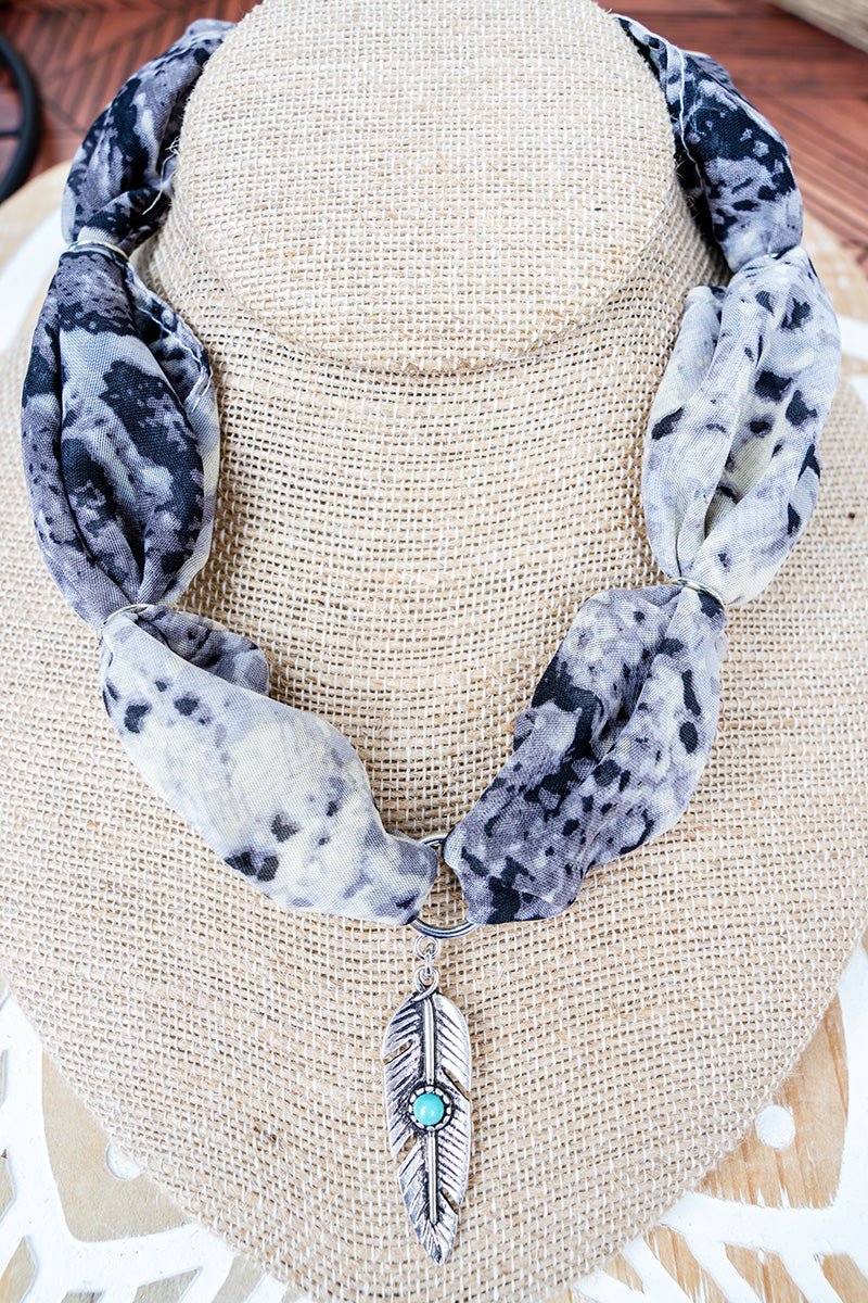 Crystal Avenue Shed Some Style Feather Pendant Fabric Necklace - Wholesale Accessory Market