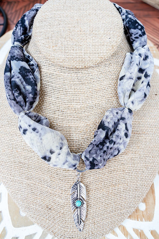 Crystal Avenue Shed Some Style Feather Pendant Fabric Necklace - Wholesale Accessory Market