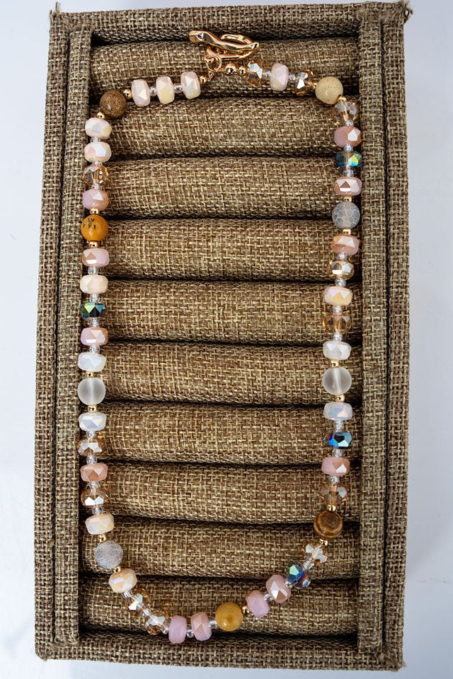 Crystal Avenue Soft Pink Beaded Monaco Mood Toggle Necklace - Wholesale Accessory Market