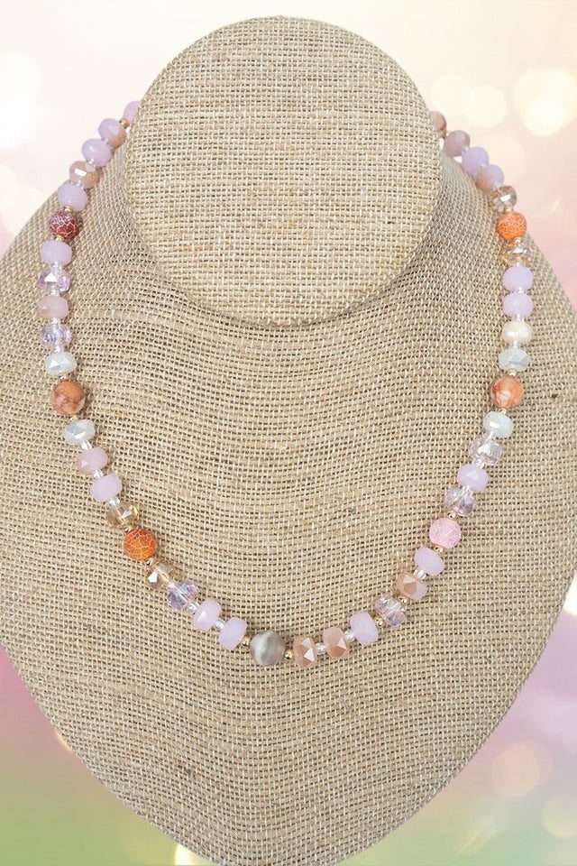 Crystal Avenue Light Rose Beaded Monaco Mood Toggle Necklace - Wholesale Accessory Market
