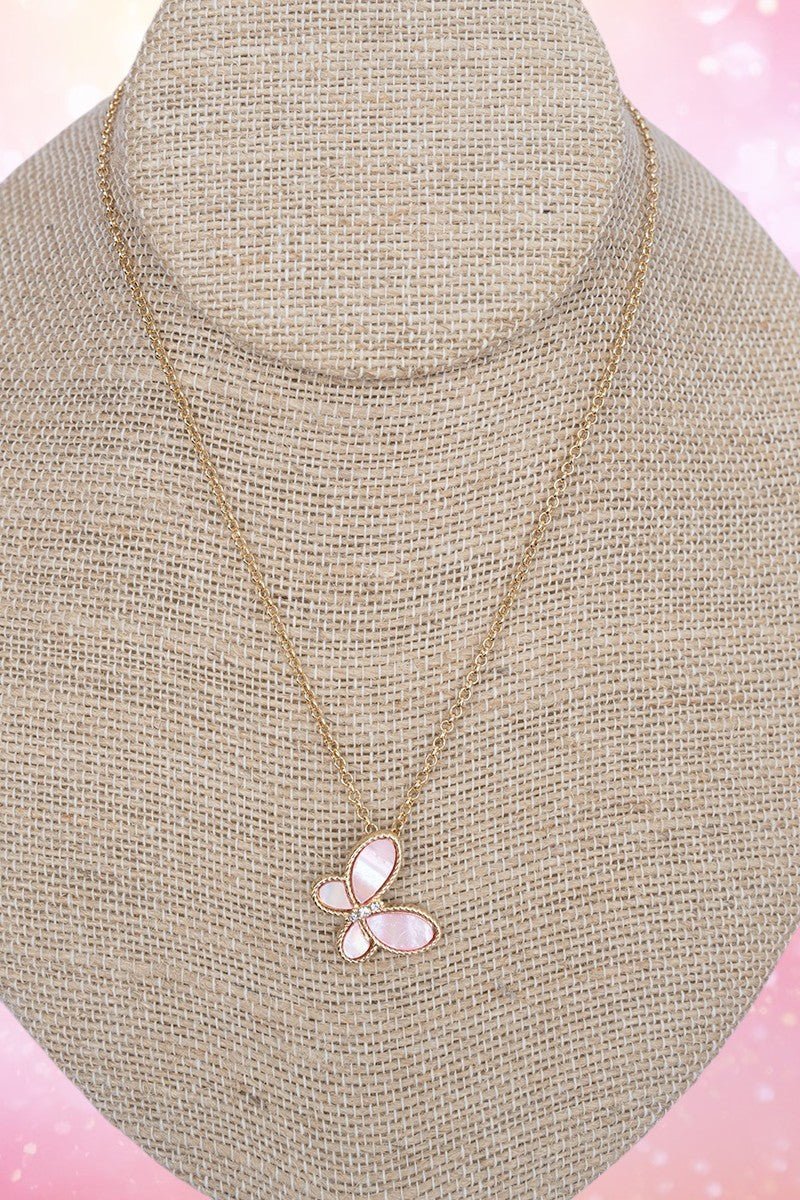 Crystal Avenue Moonlit Flutter Light Rose & Goldtone Necklace - Wholesale Accessory Market
